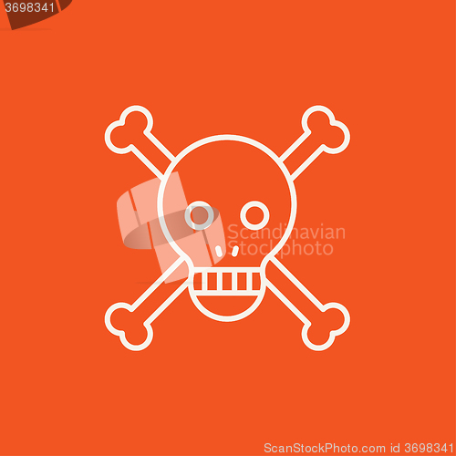 Image of Skull and cross bones line icon.