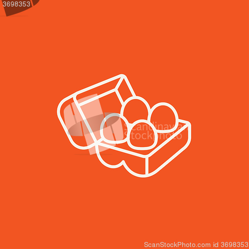 Image of Eggs in carton package line icon.