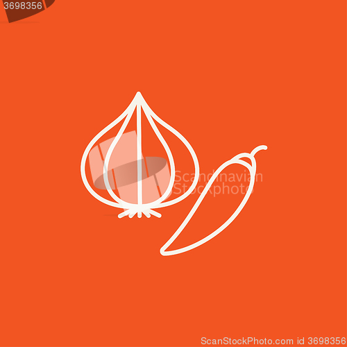 Image of Garlic and chilli line icon.