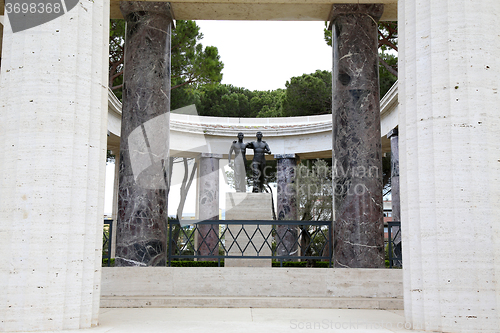 Image of NETTUNO - April 06: Bronze statue of two brothers in arms of the