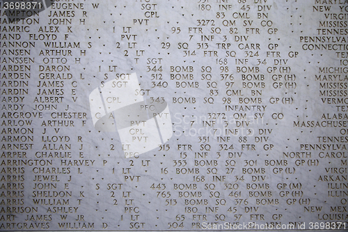 Image of NETTUNO - April 06: The Names of fallen soldiers at war, America