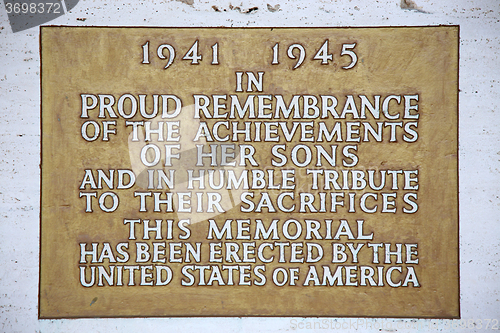 Image of NETTUNO - April 06: Plaque in the Chapel of the American Militar