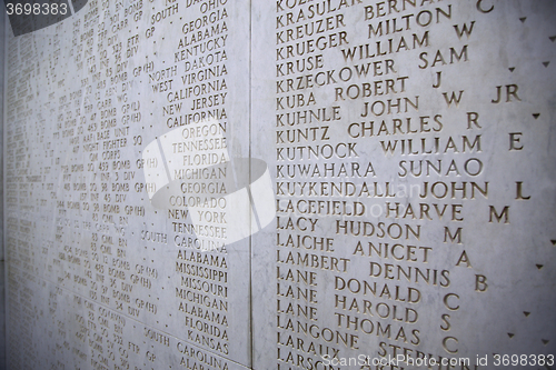 Image of NETTUNO - April 06: The Names of fallen soldiers at war, America