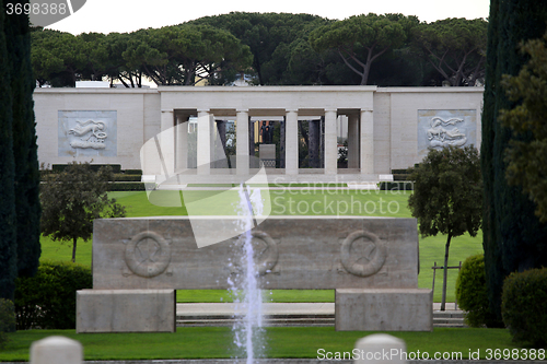 Image of NETTUNO, Italia - April 06: Entrance of the American Military Ce