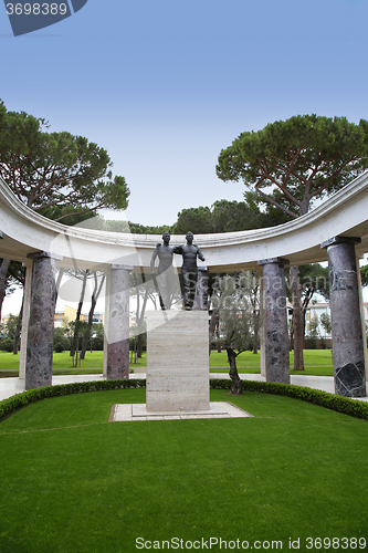 Image of NETTUNO - April 06: Bronze statue of two brothers in arms of the