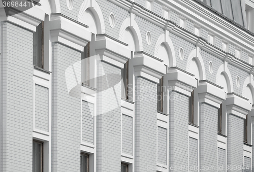 Image of Beautiful architecture on a gray and white building