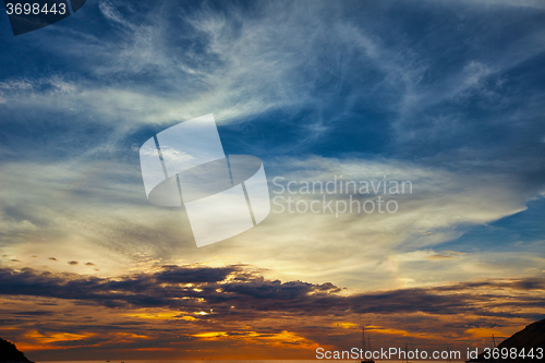 Image of Beautiful Sunset Sky over a Warm, Tropical Sea