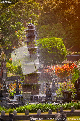 Image of Intricate, Decorative Fountain at Tirta Gangga in Indonesia