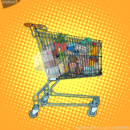 Image of Grocery cart with food