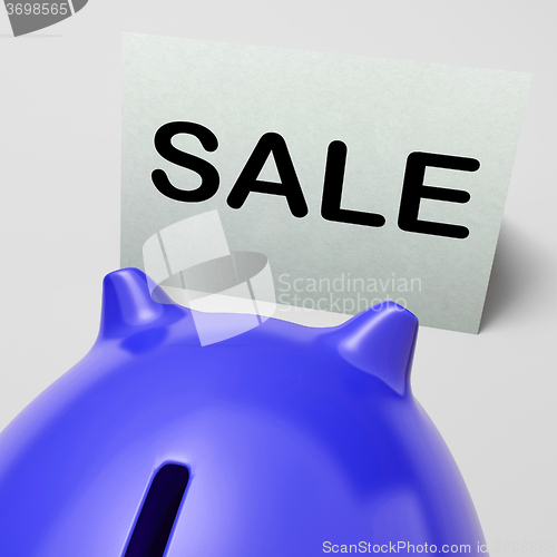 Image of Sale Piggy Bank Means Bargain Promo Or Clearance