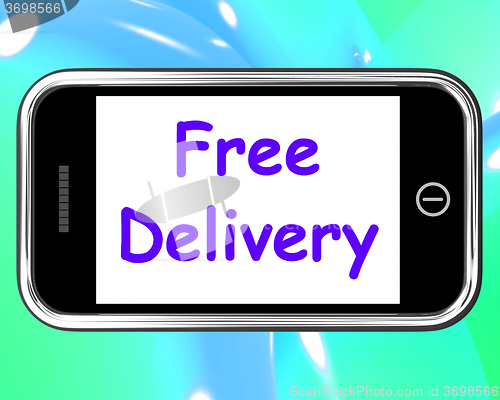 Image of Free Delivery On Phone Shows No Charge Or Gratis Deliver
