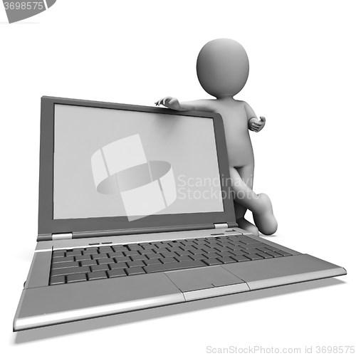 Image of Laptop With Copyspace Shows Browsing Web Online