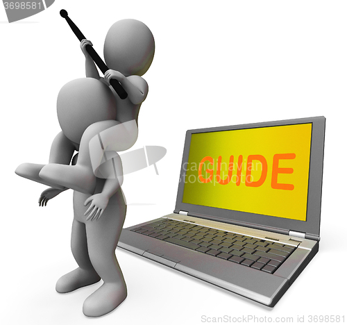 Image of Guide Characters Laptop Shows Guiding Assistance Or Assist