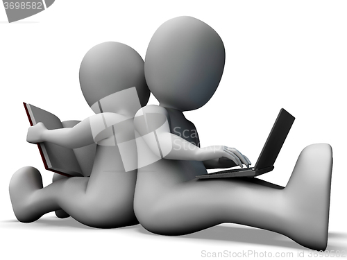 Image of Students Studying Showing Book Or Online Learning