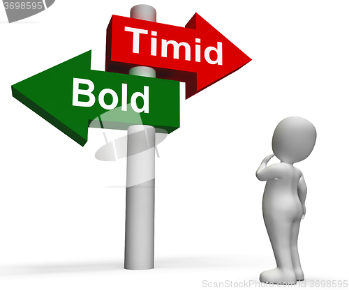 Image of Timid Bold Signpost Means Fear Or Courage