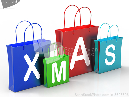 Image of Xmas Shopping Bags Show Retail Stores Or Buying