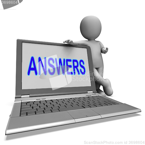 Image of Answers Laptop Shows Faq Assistance And Help Online