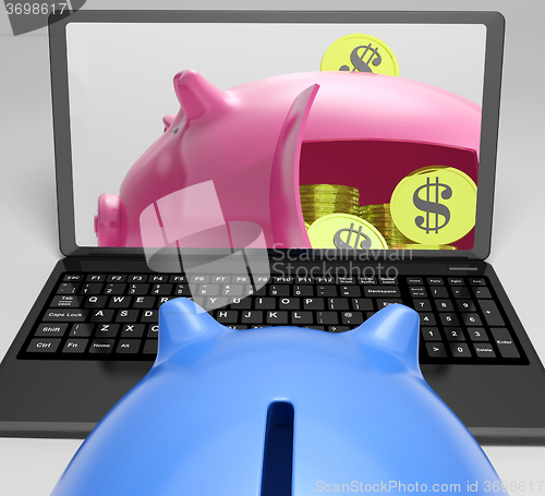 Image of Piggy Vault With Coins Showing Bank Account