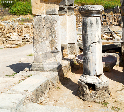 Image of perge old construction in asia turkey the column  and the roman 