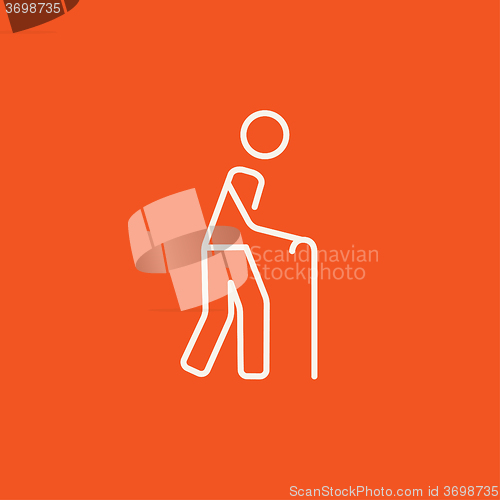Image of Man with cane line icon.