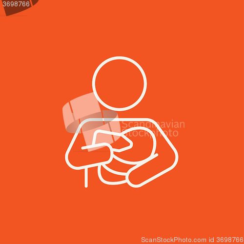 Image of Woman nursing baby line icon.