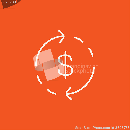 Image of Dollar symbol with arrows line icon.