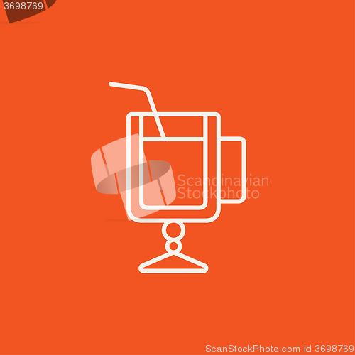 Image of Glass with drinking straw line icon.