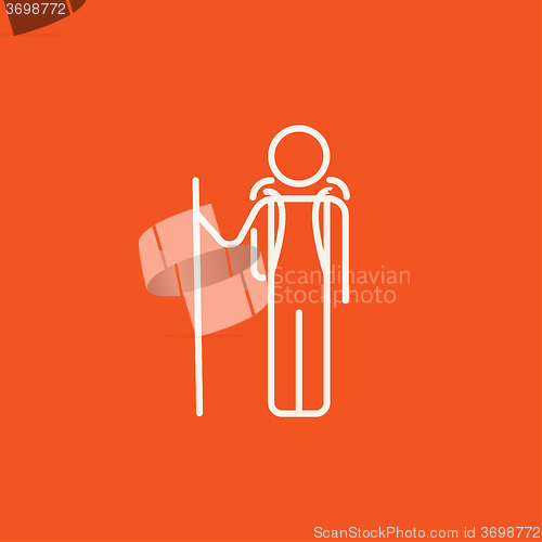 Image of Tourist backpacker line icon.