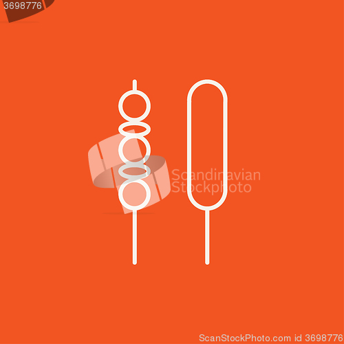 Image of Shish kebab line icon.