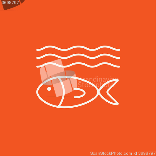 Image of Fish under water line icon.