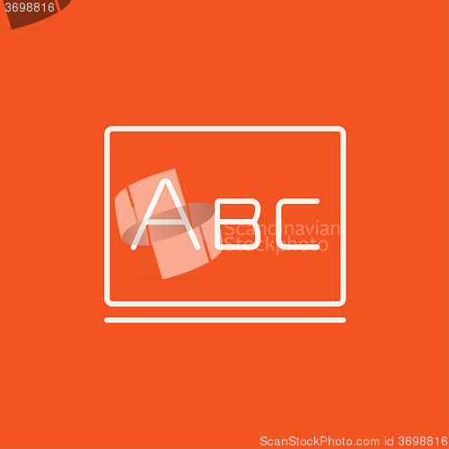 Image of Letters abc on blackboard line icon.
