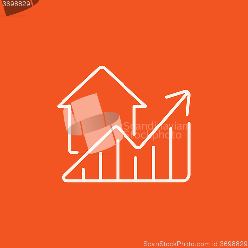 Image of Graph of real estate prices growth line icon.