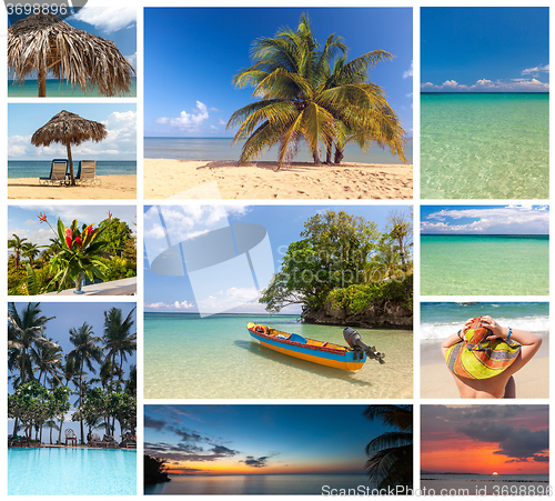 Image of Collage of beach holiday scenes
