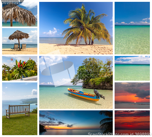 Image of Collage of beach holiday scenes