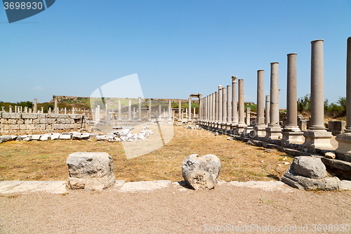 Image of  in  perge old construction  the column  and   temple 