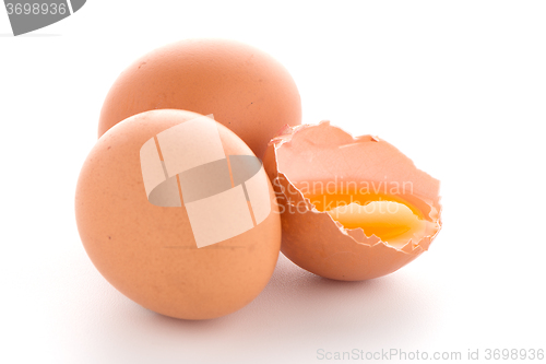 Image of Raw eggs isolated on white