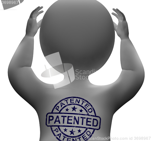 Image of Patented Stamp On Man Shows Registered Patent