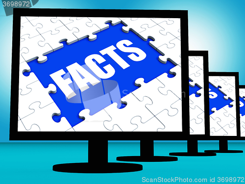 Image of Facts Monitors Shows Data Information Wisdom And Knowledge