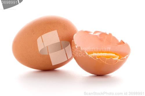 Image of Raw eggs isolated on white