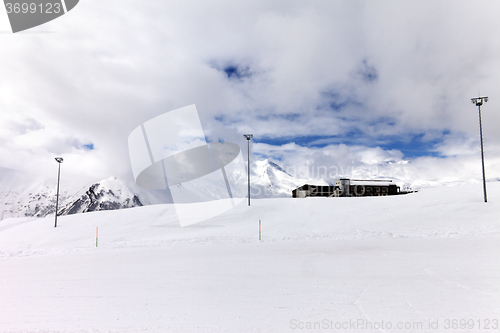 Image of Ski slope in cloudy sunny day