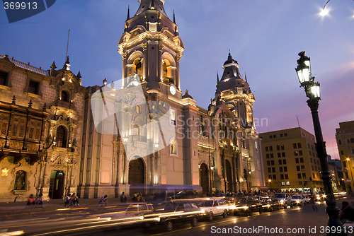 Image of catedral on plaza de armas plaza mayor lima peru