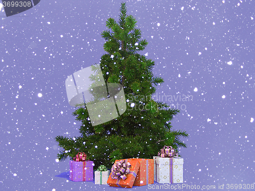 Image of snow-covered Christmas tree