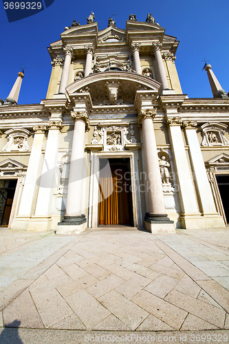 Image of lombardy    in  the busto arsizio  old   church  sidewalk italy 