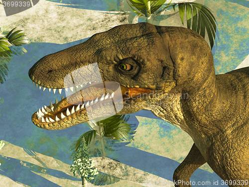 Image of dinosaur\'s ferocious head