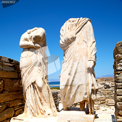 Image of archeology  in delos greece the historycal acropolis and old rui