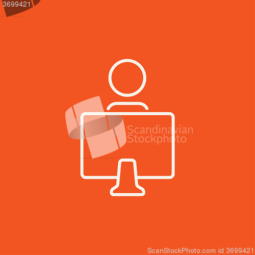 Image of Online education line icon.