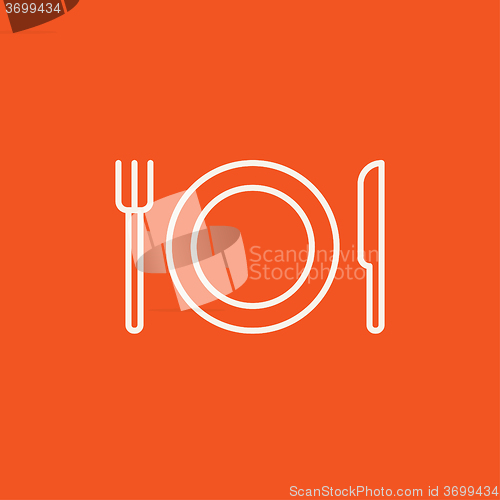 Image of Plate with cutlery line icon.