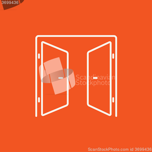 Image of Open doors line icon.