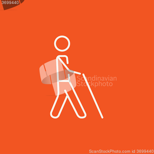 Image of Blind man with stick line icon.