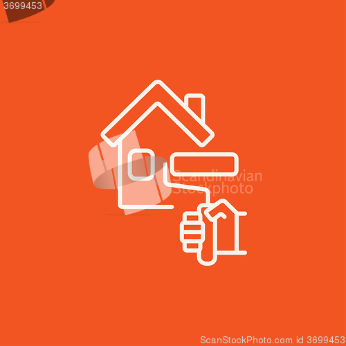 Image of House painting line icon.